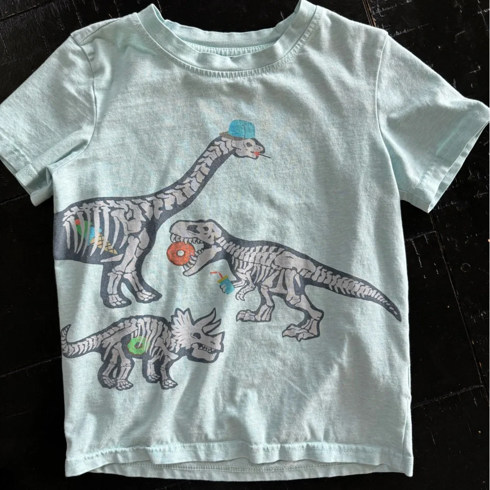 4T Andy & Evan Light Blue Dinosaur Tee